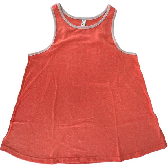 LAT Racerback Tank Top Ladies Small Orange Peach Papaya Melange White Trim - Picture 1 of 10
